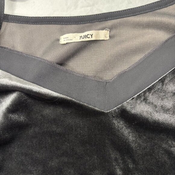 JUICY Velour Cami Gray Velvet Size Large Adj Straps Cocktail EUC - Picture 2 of 4
